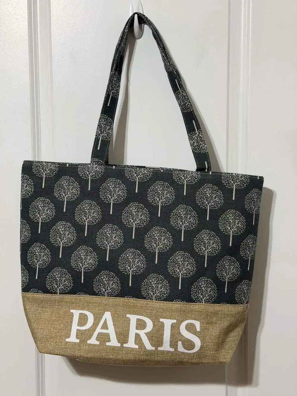 Paris Tree Print Viscose Tote Bag